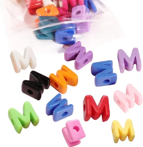 Miniatura 36 de 40 cuentas de letras 3D focales acrílicas sueltas para hacer joyas, pulseras, collares, llavero, bolsa de teléfono, cadena, llaveros (letras mixtas)