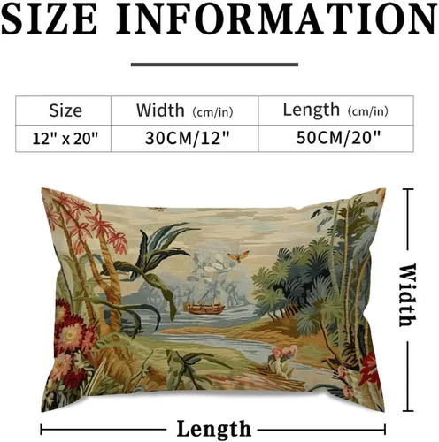 Miniatura 2 de ArogGeld Funda de cojín lumbar asiática de estilo chinoiserie, de lino marrón, pájaro y flor, funda de almohada asiática para sala de estar, A-6