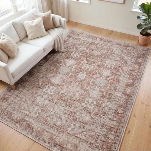 Miniatura 16 de Kuden Alfombra pequeña de 2 x 3, lavable a máquina, parte trasera antideslizante, estilo vintage, suave, pelo bajo, alfombras de área para entrada