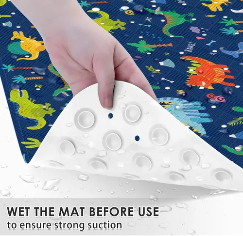 Miniatura 3 de Alfombra de baño para bebé para niños, lindo dinosaurio animal de 40 x 16 pulgadas, extra larga, antideslizante, con dibujos animados