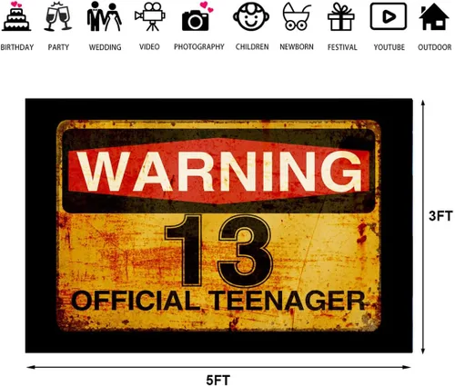 Miniatura 3 de Lofaris Letrero de advertencia de cumpleaños número 13 para niños y niñas, cartel oficial de cumpleaños 13, cartel oficial para adolescentes de 13