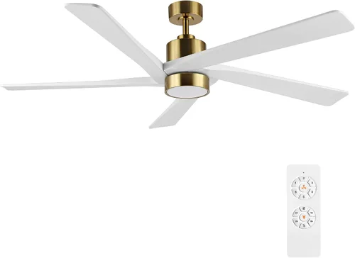 Miniatura 10 de WINGBO Ventilador de techo CC de 64 pulgadas con luces y control remoto, 5 cuchillas reversibles de madera tallada, motor de CC silencioso de 6