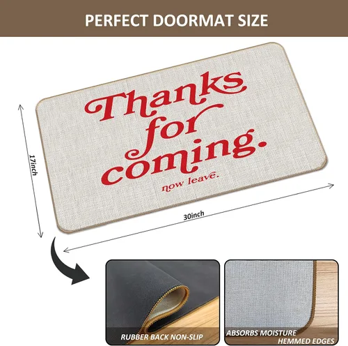 Miniatura 3 de Tapete divertido y moderno con texto en inglés "Thank for Coming Now Leave" (Gracias por venir ahora y dejar), 17 x 30 pulgadas, decorativo