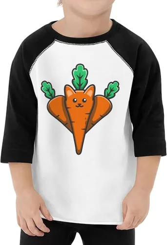 Carrot Cat - Camiseta de béisbol para niños pequeños, diseño gráfico, manga 34, bonita camiseta de béisbol para niños
