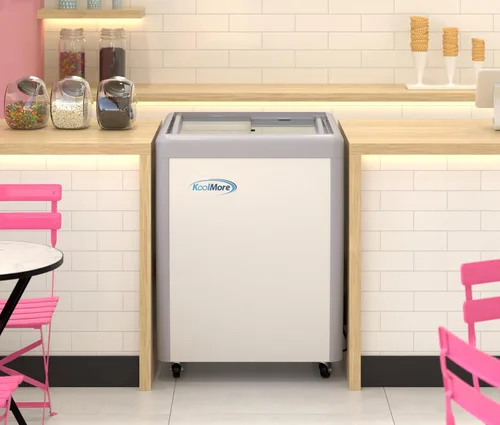 Miniatura 4 de KoolMore Congelador de exhibición de gabinete de inmersión de gelato de 26 pulgadas y 5 bandejas con puerta corrediza de vidrio, 6 pies cúbicos
