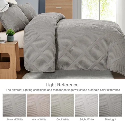 Miniatura 3 de Exclusivo Mezcla - Juego de edredón de microfibra tamaño King, juego de ropa de cama gris claro con 2 fundas de almohada, colcha moderna para cama