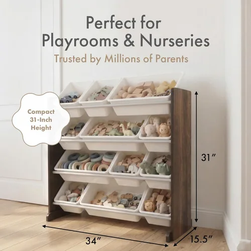 Miniatura 3 de Organizador de juguetes para niños con cajas de almacenamiento Tot Tutors, Espresso Espresso/Blanco