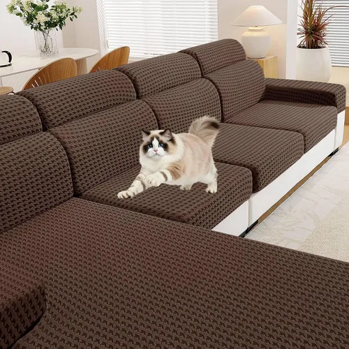 Miniatura 8 de MAXIJIN Fundas de cojín para sofá seccional, funda de cojín elástica para sofá, lavable, protector de muebles con parte inferior elástica y correa