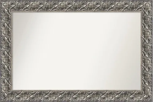 Miniatura 44 de Amanti Art Espejo de baño plateado para sobre fregadero, 26 x 26 pulgadas, espejo cuadrado de níquel pulido, marco de madera tradicional mediano, se