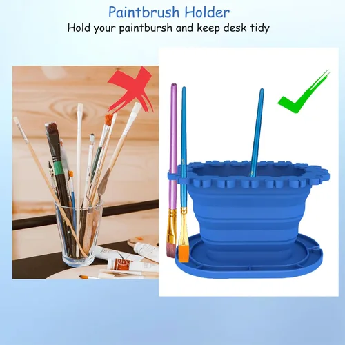 Miniatura 4 de Copa para Limpiar y Enjuagar Pinceles (Todo en Uno), Soporte Plegable para Pinceles y Copa de Limpieza para Pintura Acrílica, Acuarela y a Base