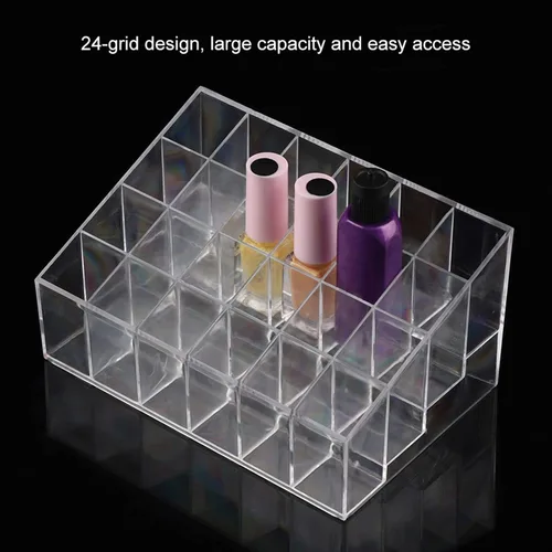 Miniatura 7 de Transparent Lipstick Holder Plastic Makeup Organizer 24 Grids Nail Polish Storage for Home and Salons