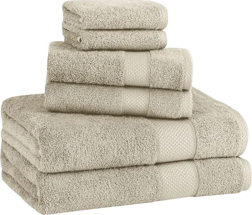 Miniatura 6 de Towels Beyond - Juego de toallas de lujo de 6 piezas, 100% algodón turco, de secado rápido, altamente absorbente y cómodo, incluye 2 toallas de Beige