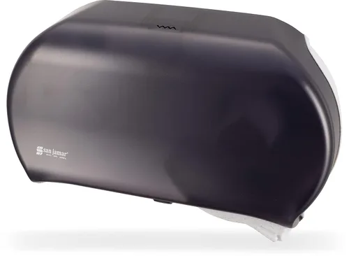 San Jamar - SJMR4000TBK R4000TBK Dispensador de Papel Jumbo Doble de 9", Perla Negra, 12" x 19" x 5.3"