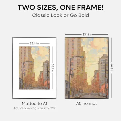 Miniatura 2 de Homeforia Marco para póster A0, color negro, de alta gama, de metal, de 33.1 x 46.8 pulgadas, marcos de fotos grandes con paspartú de 23.4 x 33.1