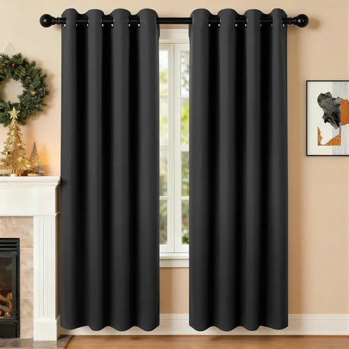 Miniatura 111 de Cortinas de oscurecimiento de habitación de 45 pulgadas de largo para dormitorio y sala de estar, cortinas térmicas aislantes con ojales