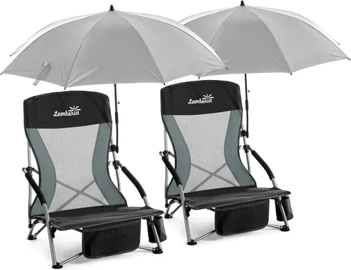 Miniatura 25 de Lamberia Silla de playa plegable para adultos, paquete de 2, sillas de playa bajas portátiles con capacidad de 300 libras, silla de camping ligera