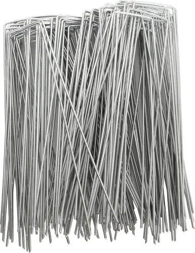 LANIAKEA Estacas de jardín de metal de 8 pulgadas, paquete de 200 pasadores galvanizados para paisaje, estacas de paisaje resistentes para valla de