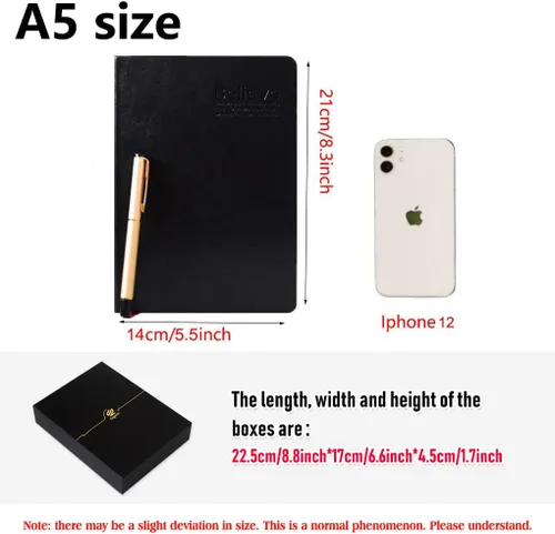 Miniatura 2 de SAYEEC Diario grueso A5 de 720 páginas, cuaderno grande de cuero con rayas, 360 hojas, cuaderno de escritura con bolígrafo, juego de regalo, diario