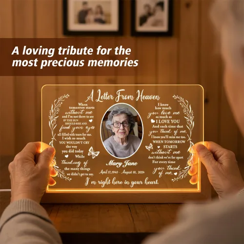 Miniatura 5 de Placa de luz conmemorativa personalizada con foto, regalo de condolencias personalizado por la pérdida de mamá, papá o ser querido, recuerdo