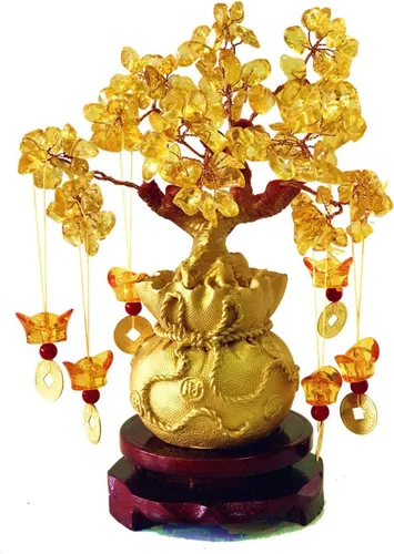 Miniatura 7 de Árbol de la Abundancia de Feng Shui de citrino/Árbol de Dinero de citrino y Árbol de citrino, Árbol de Cristal de Grifo/Árbol de Fortuna de Dragón