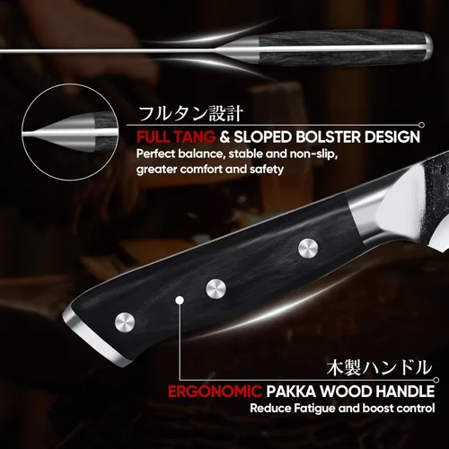 Miniatura 4 de Huusk Cuchillo de carnicero para cortar carne, cuchillos curvados de 10 pulgadas con mango de madera, cuchillos japoneses para rebanar pechuga