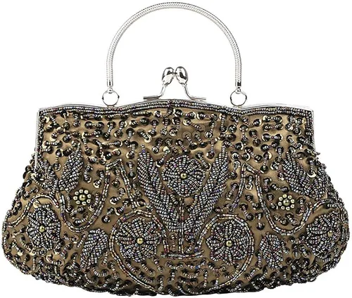 Miniatura 2 de Bolso de noche para mujer estilo retro con cuentas Gris USXELYS78867