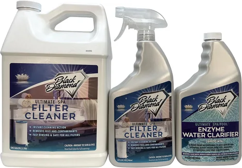 Limpiador de filtros de spa definitivo en aerosol de acción rápida para filtros de bañera de hidromasaje y piscina. 1-QT, 1-G, tratamiento