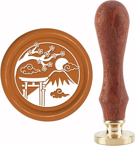 CRASPIRE Sello de cera con diseño de flores de cerezo Fuji, sello de cera de sellado vintage, santuario, 1.181 in, cabeza de latón extraíble retro