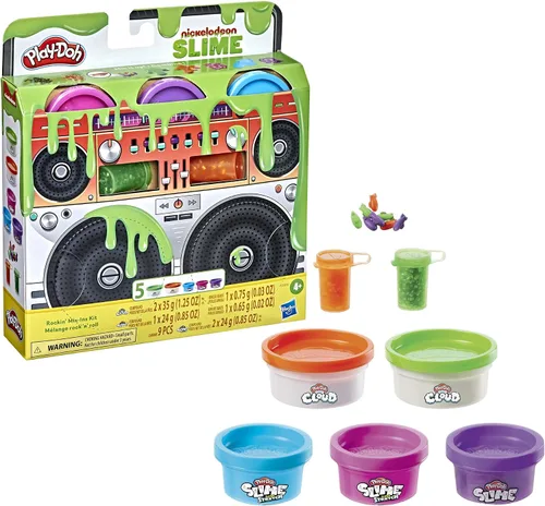 Miniatura 3 de Play-Doh Nickelodeon Slime Rockin' Kit de Mix-ins para niños de 4 años en adelante con 5 colores y 3 variedades de cuentas Mix-in, no tóxico
