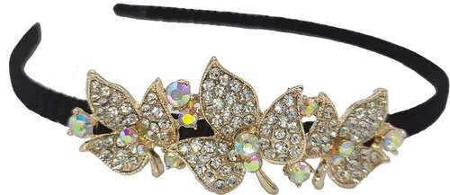 Miniatura 2 de Diadema de cristal con diamantes de imitación para mujeres y niñas, elegante banda para el pelo de mujer, diadema de tres hojas, diadema de moda