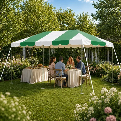 Miniatura 14 de Party Tents Direct Carpa para Fiesta de 20x30 - Marco de Acero - Gazebo al Aire Libre, Pabellón, Sombrilla para Sol, Refugio para Acampada - Verde