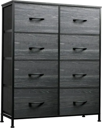 Miniatura 12 de WLIVE - Cómoda de tela para dormitorio, cómoda alta con 8 cajones, torre de almacenamiento con contenedores de tela, cómodas dobles, cómoda