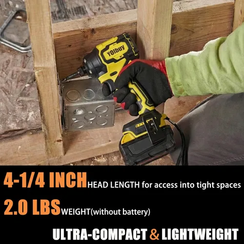 Miniatura 4 de YOIbuy Destornillador de Impacto Inalámbrico de 1/4 de Pulgada, Taladro de Impacto Compacto y Ligero, Compatible con Baterías Dewalt de 20V, Rojo