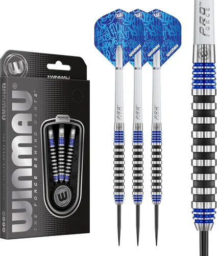 Winmau Advance 500 Series - Juego de dardos de tungsteno con puntas de acero y ejes (tallos), disponible en azul y verde