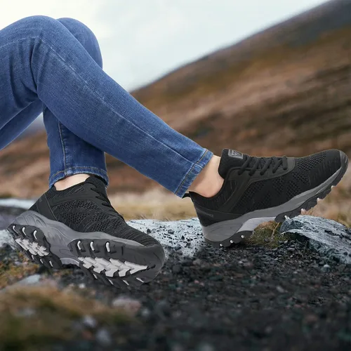 Miniatura 5 de JABASIC Zapatos de senderismo para mujer tenis de senderismo de punto para exteriores