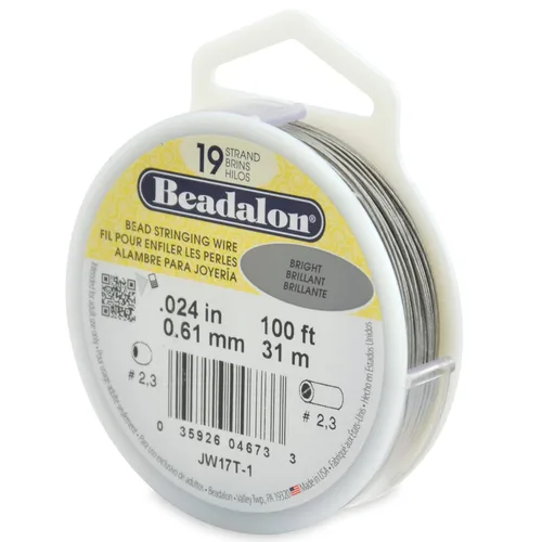 Miniatura 28 de Beadalon Alambre de cuerda de cuentas de acero inoxidable de 19 hebras, 0.018 pulgadas / 0.018 in, bronce, 100 pies / 101.7 ft