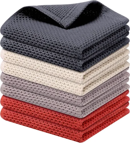 Miniatura 56 de Kitinjoy - Paños de cocina de 100 % algodón, tela de tejido gofrado, paño de limpieza ultrasuave, absorbente y de secado rápido. Gris Oscuro