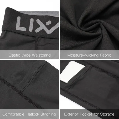 Miniatura 2 de Lixada Pantalones cortos de compresión para hombre, paquete de 3 unidades, ropa interior de entrenamiento activo para deportes de alto rendimiento