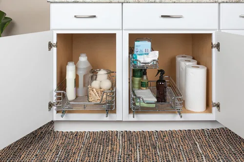Miniatura 5 de Household Essentials Glidez Organizador de almacenamiento extraíble/deslizante multiusos de acero cromado para debajo del fregadero o del gabinete