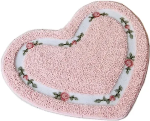 Miniatura 9 de Bonita alfombra de área de flores de rosas en forma de corazón para un baño súper suave, antideslizante, absorbente, alfombra de baño floral Azul