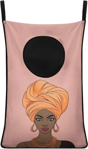 Miniatura 13 de Cesto de lavandería para colgar sobre la puerta de las niñas negras africanas, cesta de lavandería para mujeres afroamericanas, cesta para ahorrar