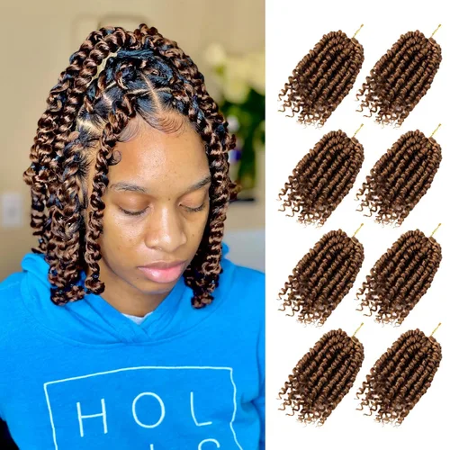 Miniatura 85 de Bileaf Cabello de Ganchillo Passion Twist Pre-retorcido de 10 Pulgadas, 8 Paquetes de Ganchillo Passion Twist, Cabello Corto Passion Twist