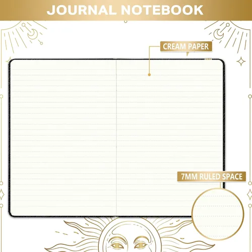 Miniatura 6 de Artfan Cuaderno/diario rayado – Cuaderno clásico de escritura de piel sintética con papel grueso de alta calidad con bolsillo + separadores