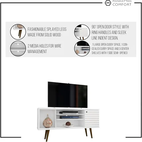 Miniatura 8 de Manhattan Comfort Liberty Soporte de TV Moderno de Mediados de Siglo para Televisores de hasta 46 Pulgadas, Centro de Entretenimiento
