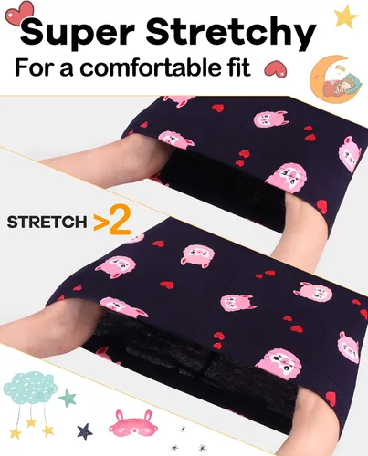 Miniatura 3 de DAUGHTER QUEEN Pijama de algodón para niñas de 4 piezas, talla 18 meses-12 años