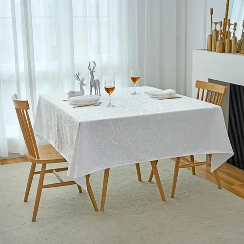 Miniatura 32 de Marina Decoration Mantel jacquard impermeable grueso elegante con ramas de damasco sólido de alta calidad, decorativo para el hogar, cocina, Crema