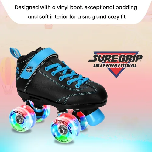 Miniatura 2 de Sure-Grip Sugar & Spice - Patines de ruedas para niños, botas de vinilo duraderas con acolchado cómodo, cuentan con ruedas iluminadas