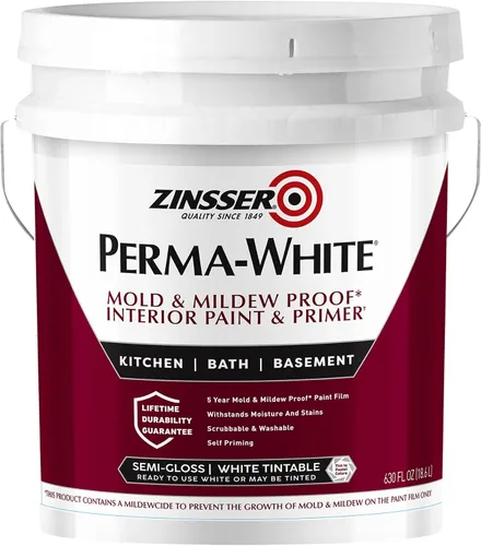 Miniatura 7 de Zinsser 2770 PERMA-WHITE - Pintura interior a prueba de moho y moho, 5 galones, color blanco cáscara de huevo