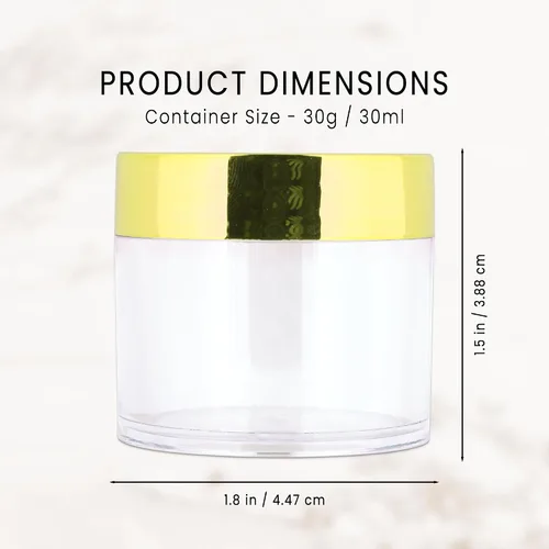 Miniatura 4 de Beauticom 1.06 oz/1.0 fl oz (1 fl. oz.) Tarros de plástico transparente de doble pared a prueba de fugas con tapas superiores planas para cremas, Oro