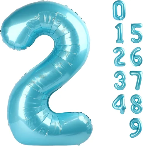 Miniatura 157 de Globos de números de 5 globos de 40 pulgadas, decoraciones de cumpleaños azules para niños y niñas, globos de números azul marino grandes
